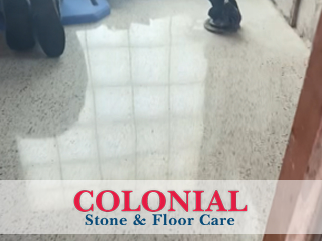 Damage Terrazzo Floor Restored Service